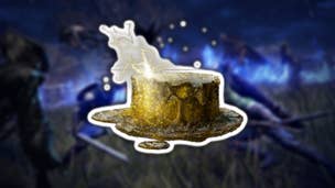Some Lightning Grease can be seen on top of a blurred piece of Elden Ring Nightreign key artwork